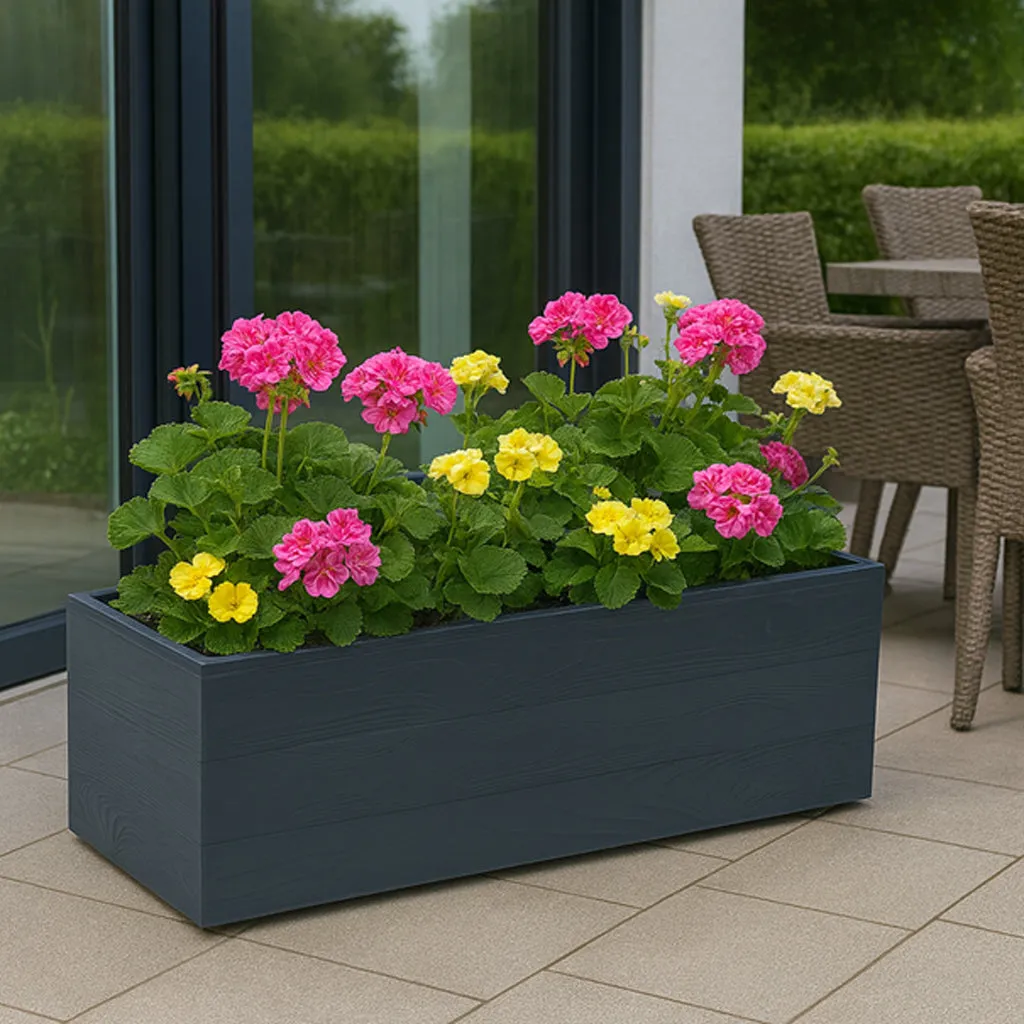 Kreher Eco Wood XXL Pflanzkasten 39 L Anthrazit Holz-Optik