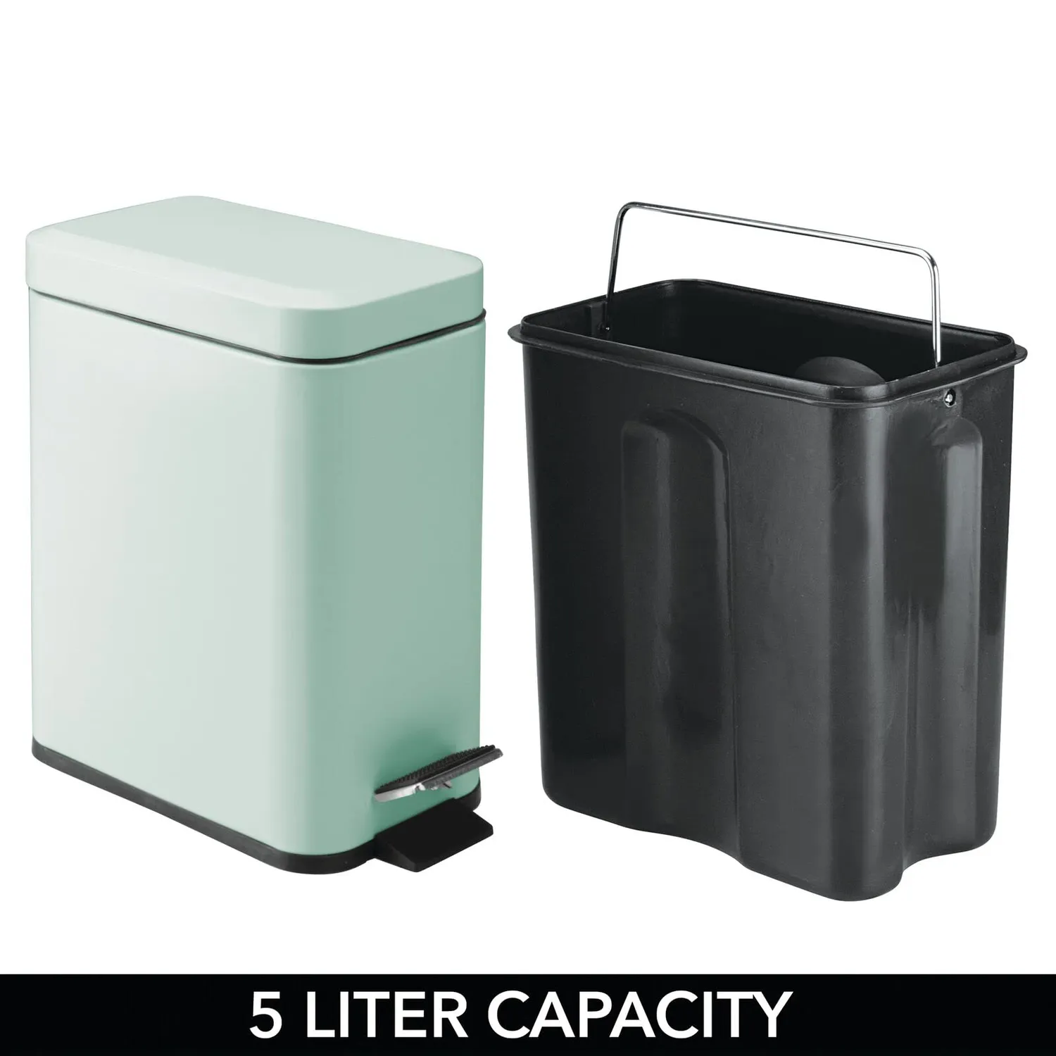 mDesign 11020MDBSTEU Tretmülleimer 5L mintgrün Metall