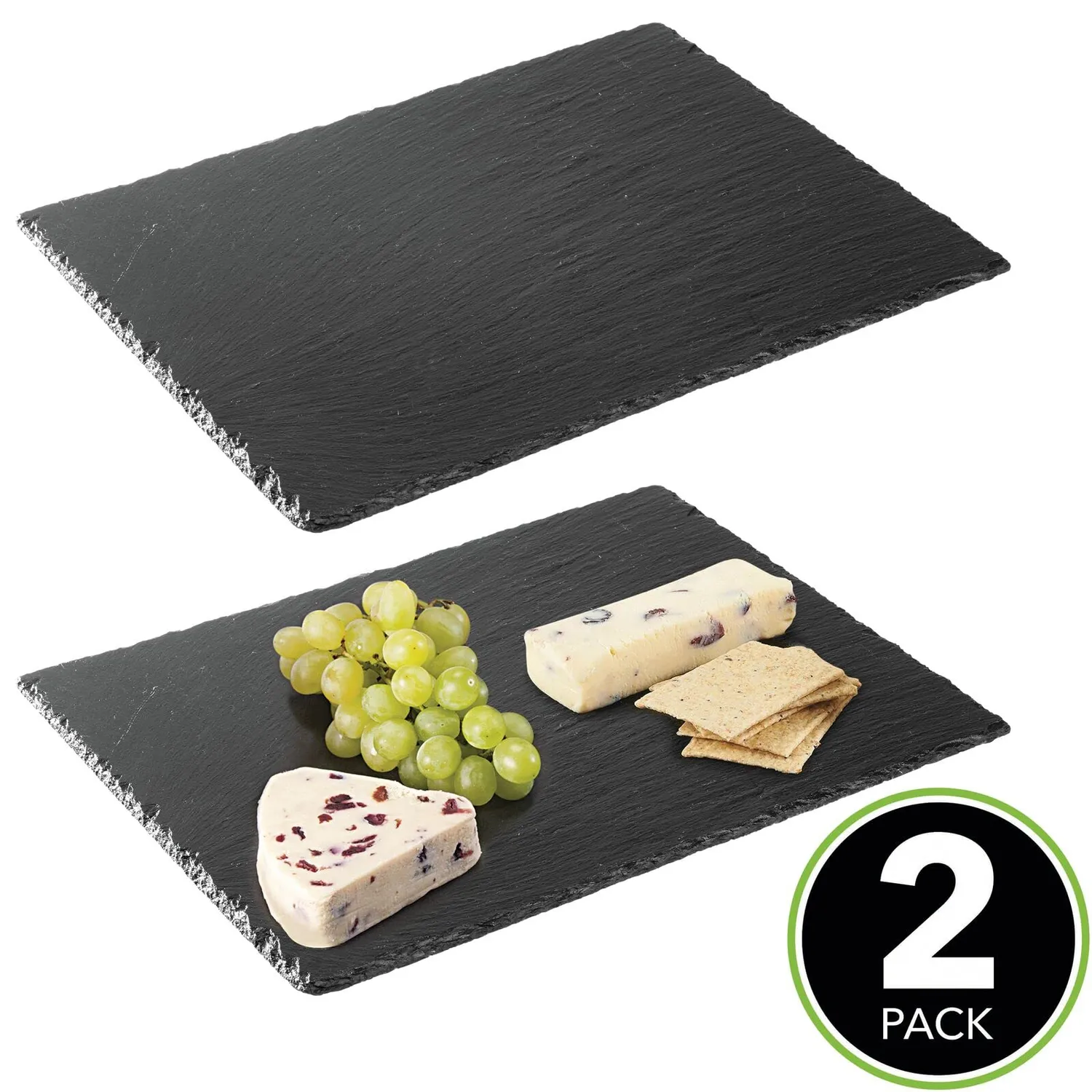 mDesign Schieferplatte Serviertablett 2er-Set schwarz