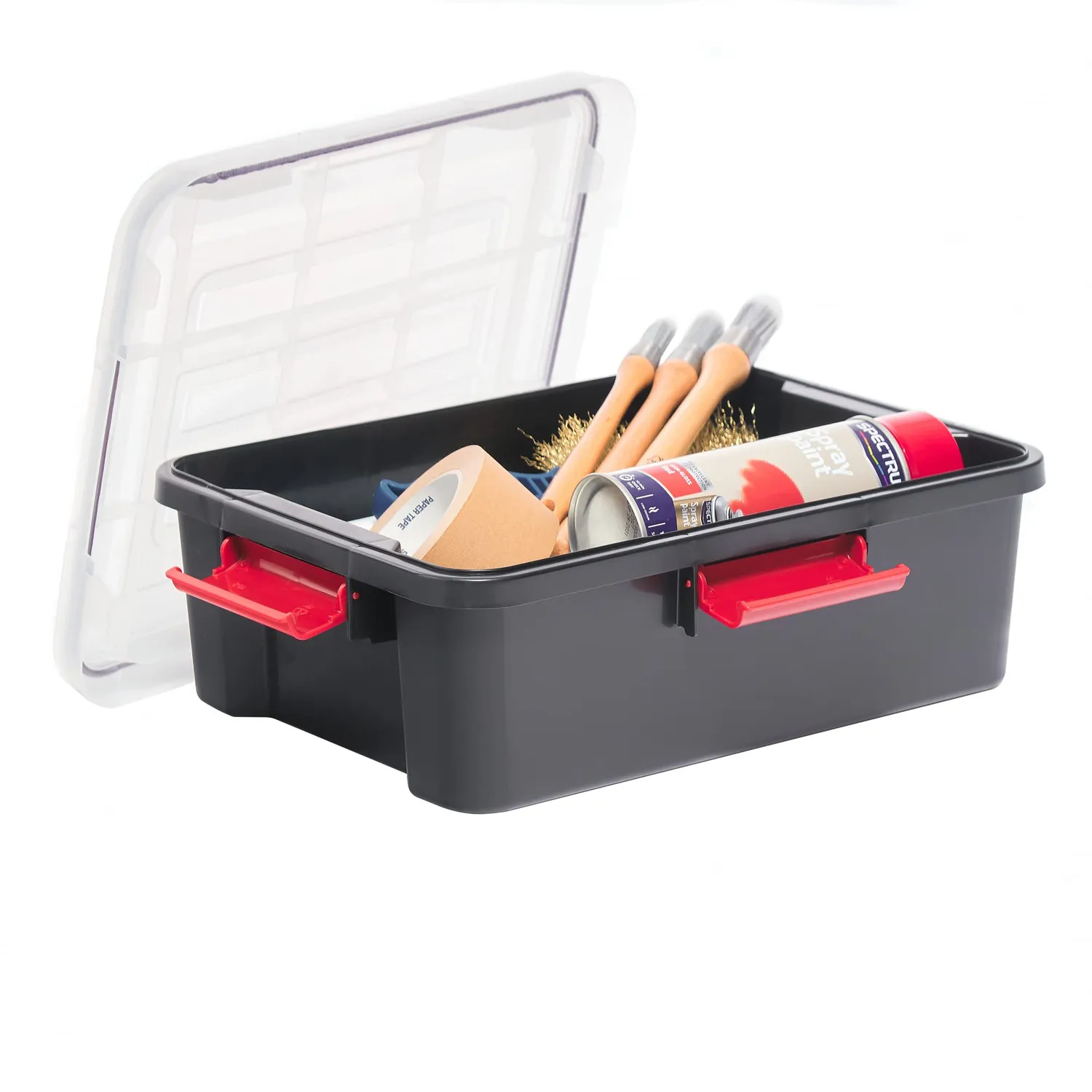 Iris Ohyama Aufbewahrungsbox 10L 4er-Set Schwarz Luftdicht