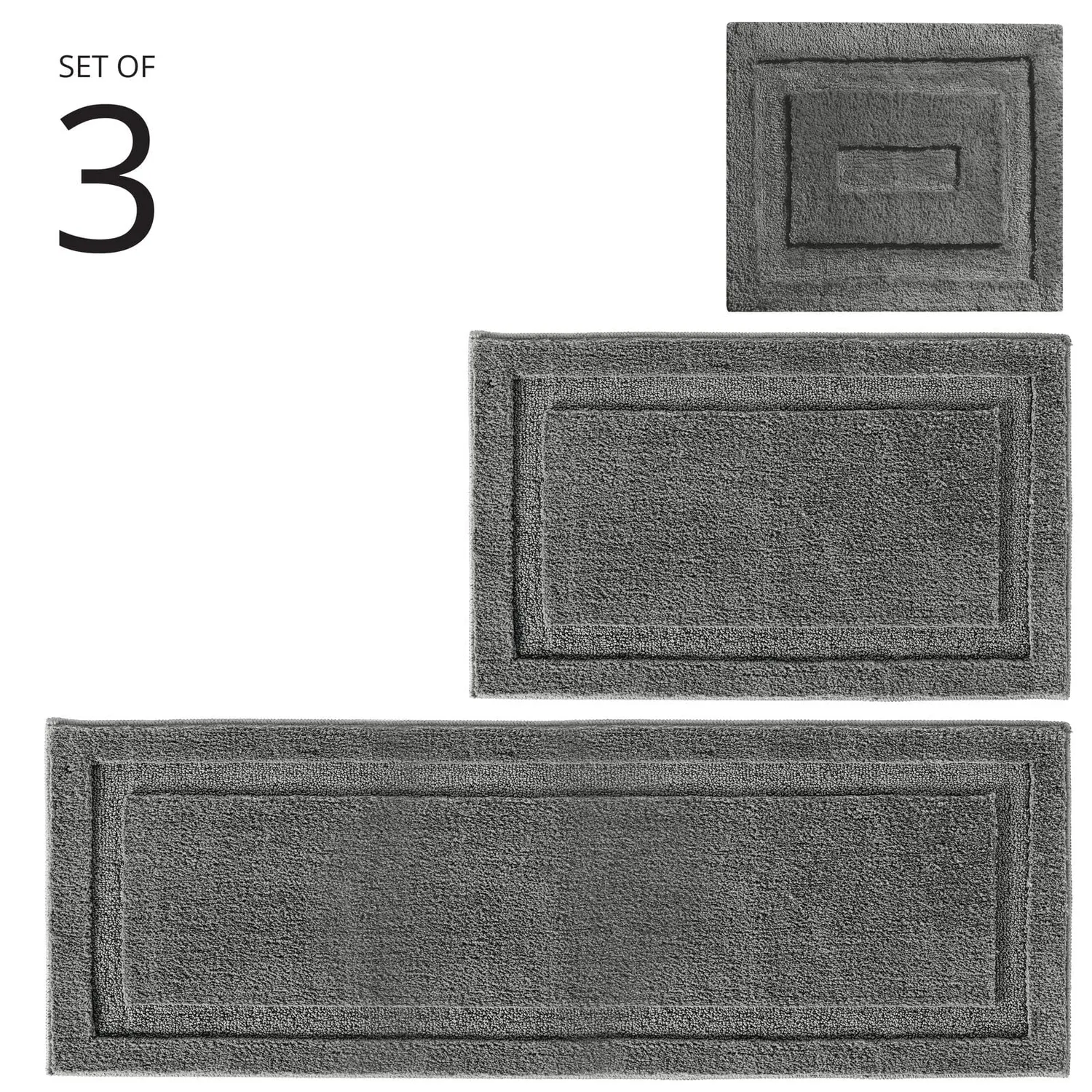 mDesign Badteppich 3er-Set Mikrofaser dunkelgrau