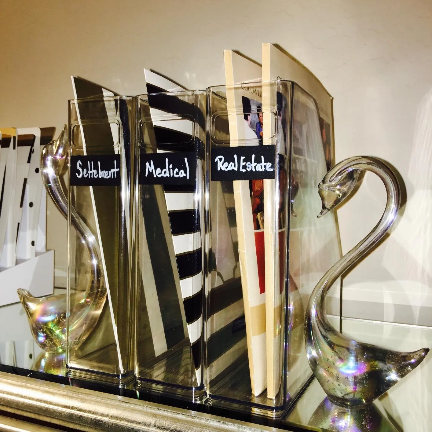 mDesign Ligne Aktenordner Stehsammler transparent 4er-Set