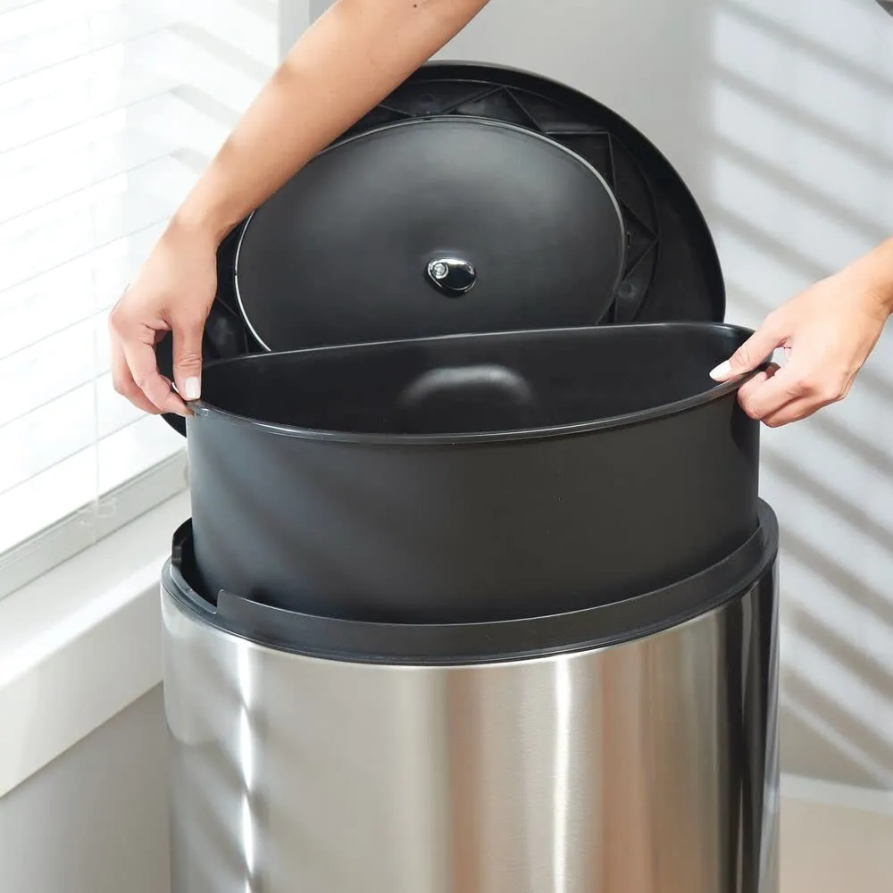 mDesign Tretmülleimer Edelstahl 45 Liter mattsilber