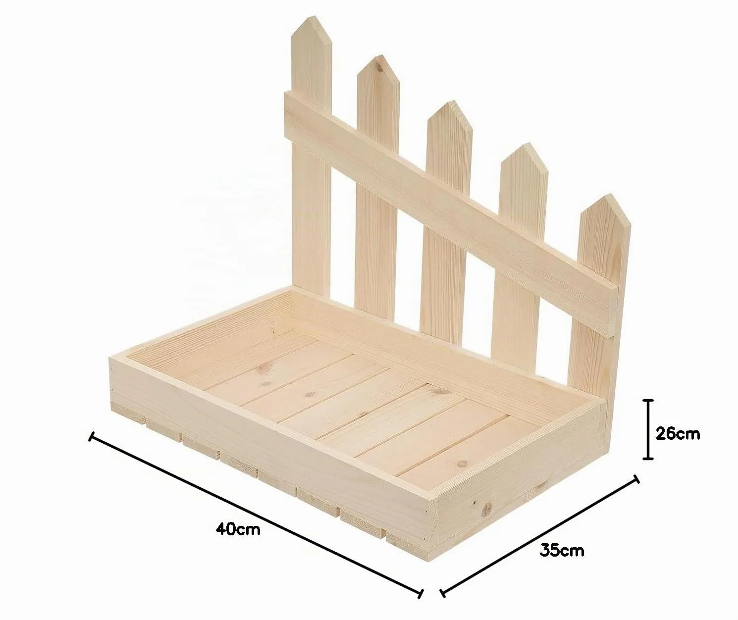GoodFreshDecor Holzkiste Weihnachten 40x26x35 Natur mit Zaun