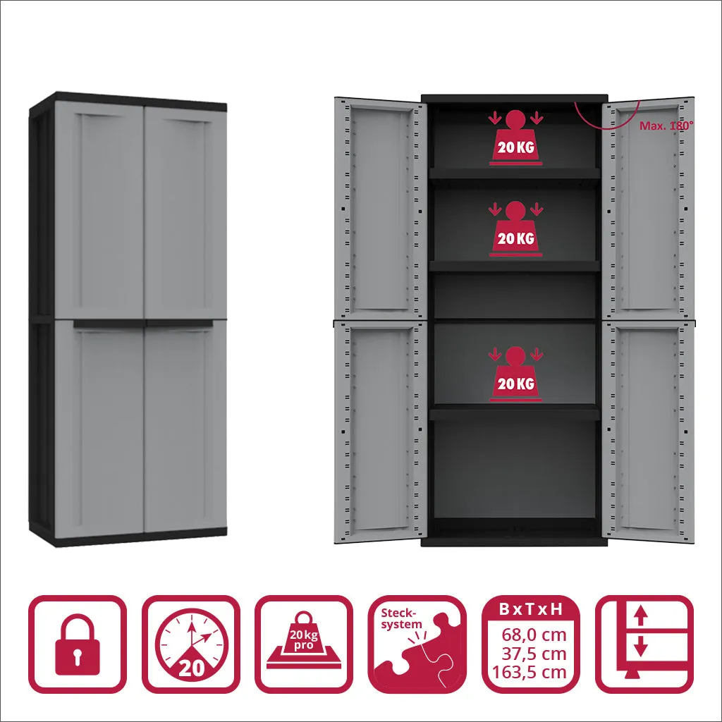 Kreher J Twist Schrank Set Grau Spind + 3 Böden