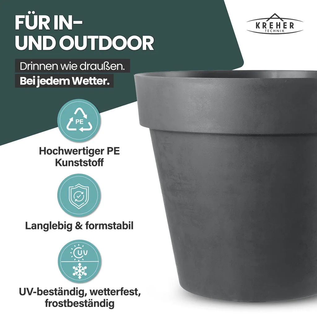 Kreher Like XL Pflanzkübel Ø58cm Anthrazit 90L frostfest