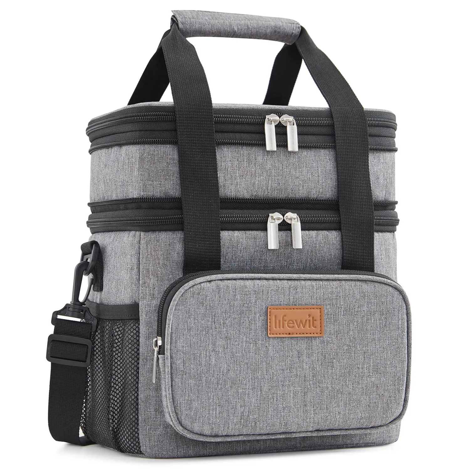 Lifewit Lunch Bag Doppelstöckig Kühltasche Groß Schwarz 12L