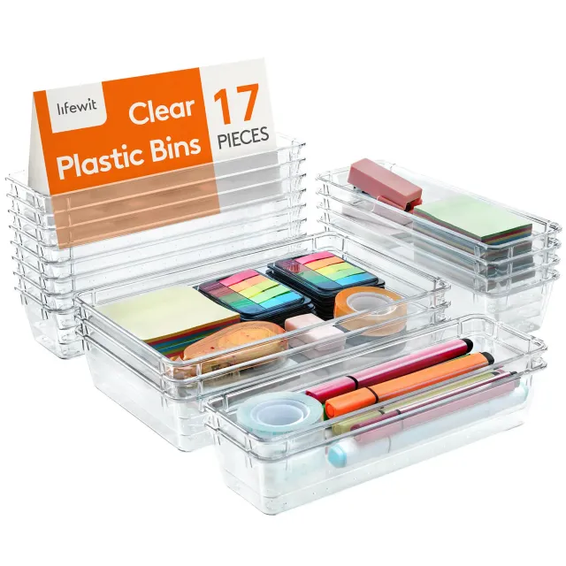 Lifewit Schubladen Organizer 17tlg transparent Kunststoff